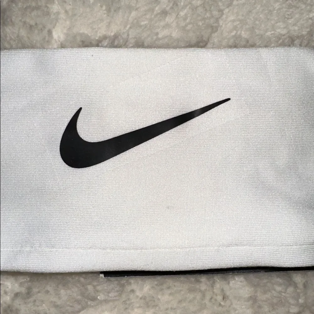 NIKE OS Dri-FIT Unisex White Black Logo Athletic Wide Headband